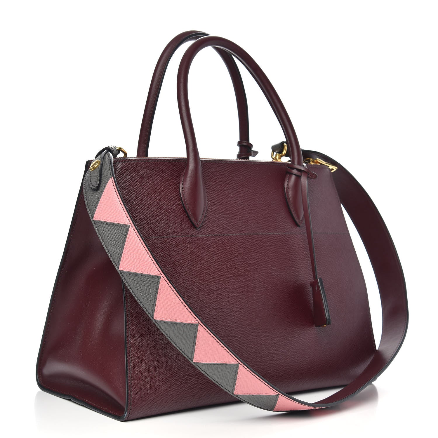 Prada Saffiano Greche Medium Paradigme Bag Granato Petalo 3 of 9