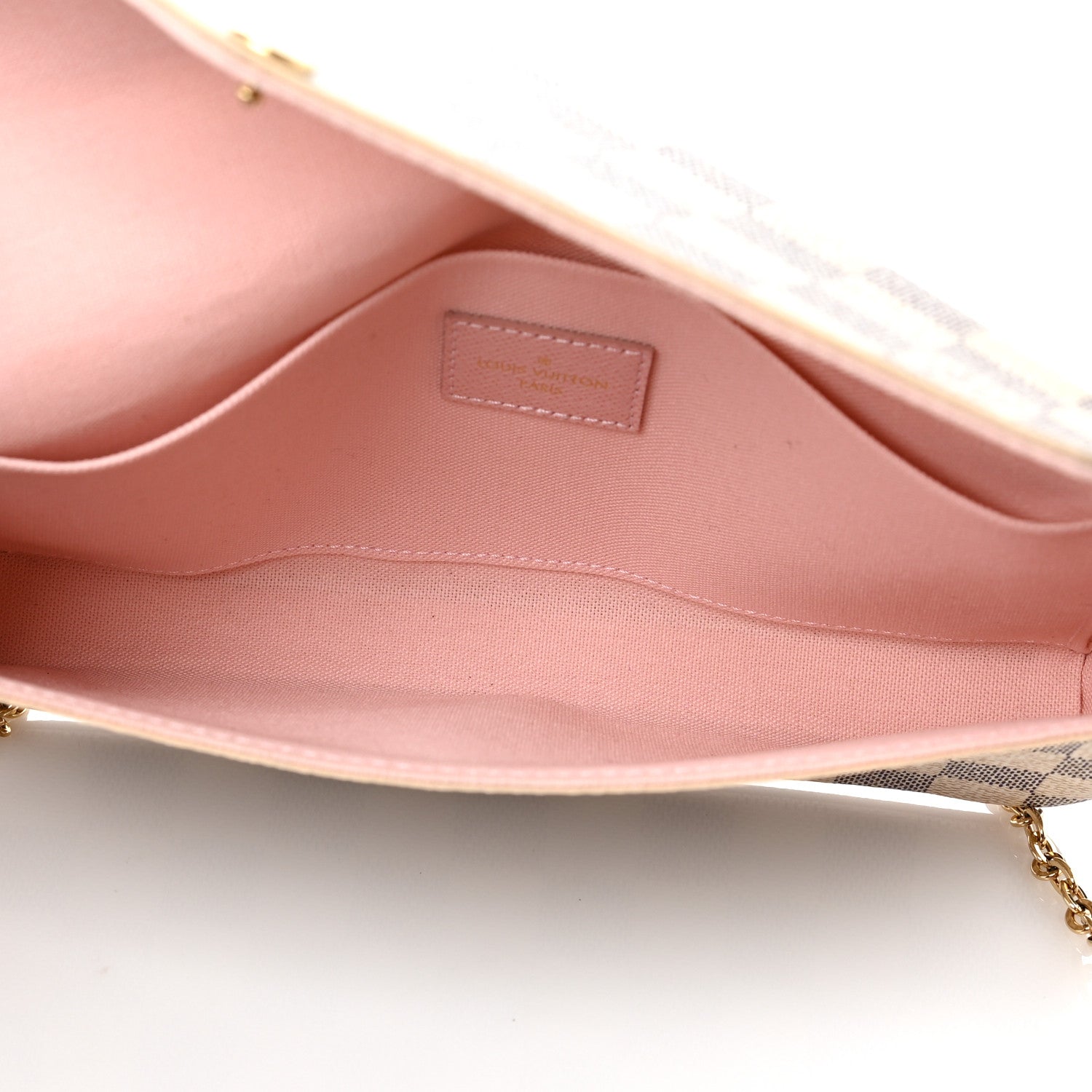 Louis Vuitton Damier Azur Pochette Felicie Chain Wallet Rose Ballerine 6 of 10