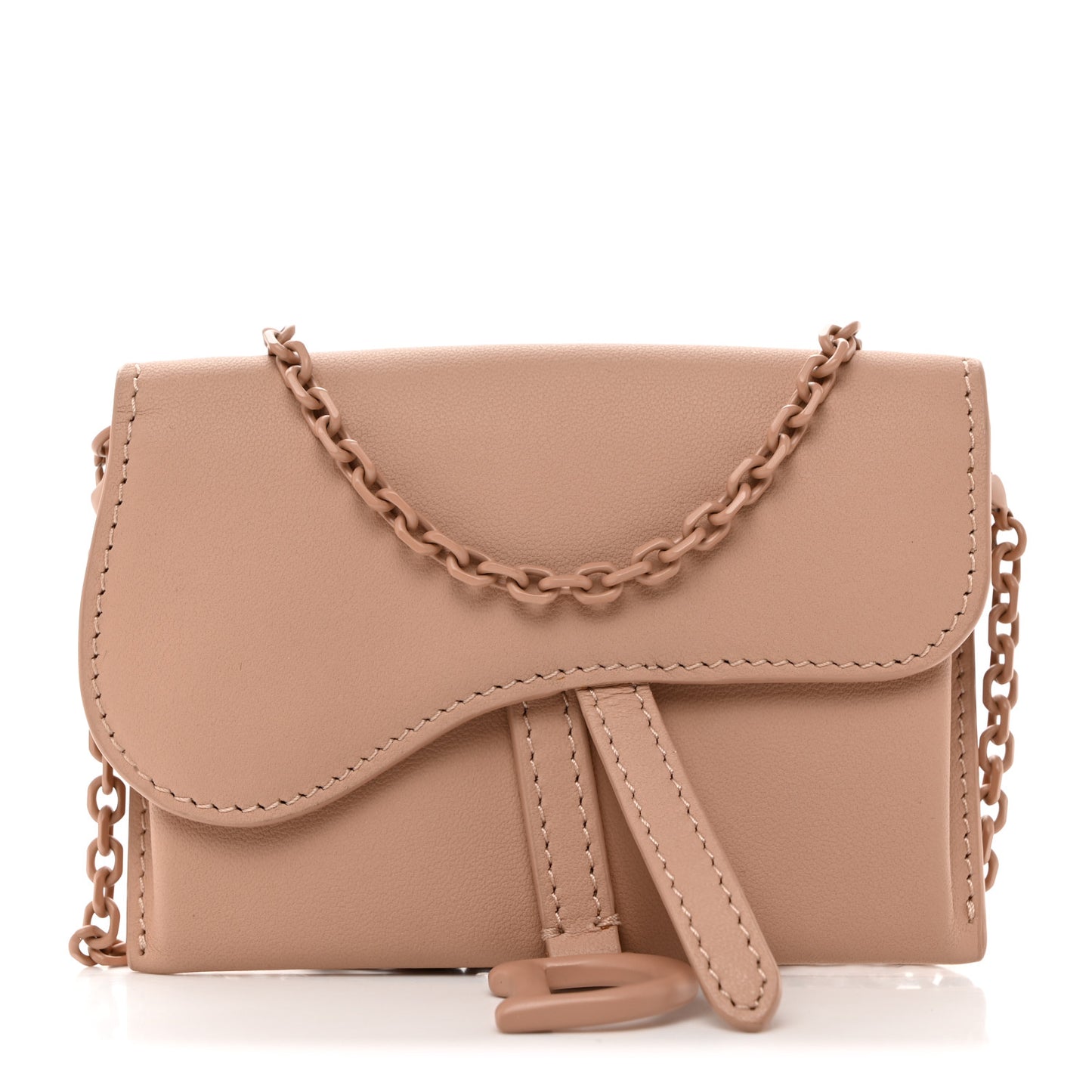 Ultra Matte Calfskin Nano Saddle Chain Pouch Rose Des Vents