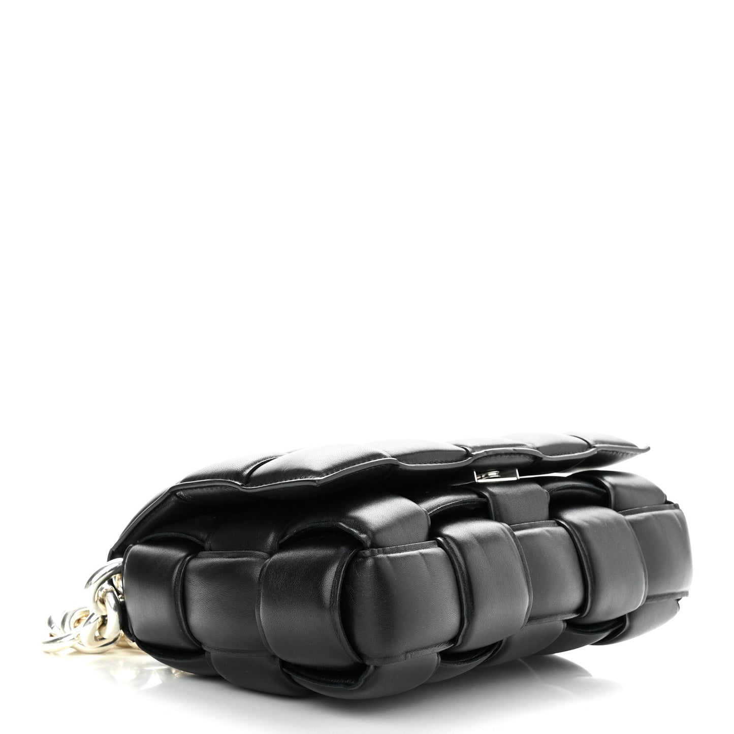 Lambskin Maxi Intreccio Padded Chain Cassette Crossbody Bag Black