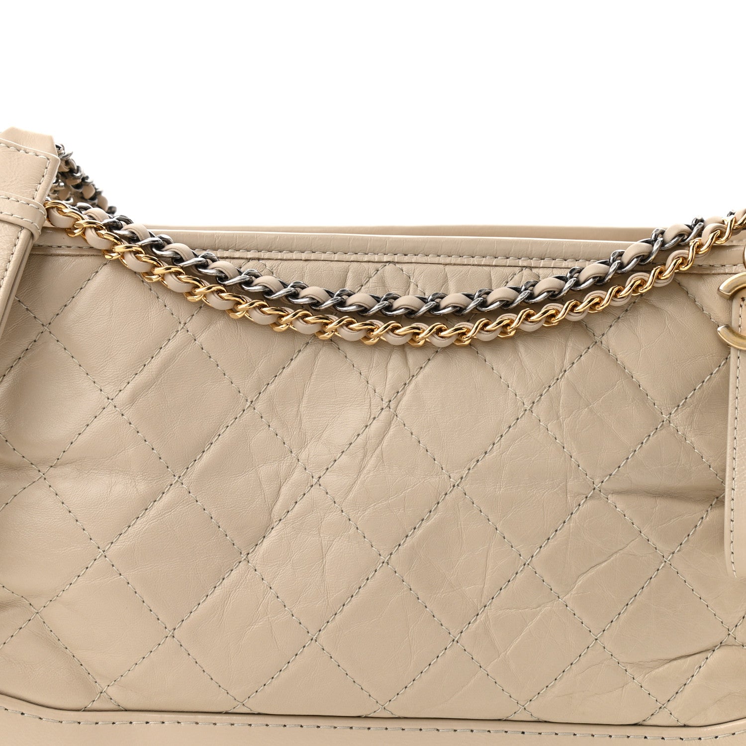 Chanel Aged Calfskin Quilted Medium Gabrielle Hobo Beige 8 of 13