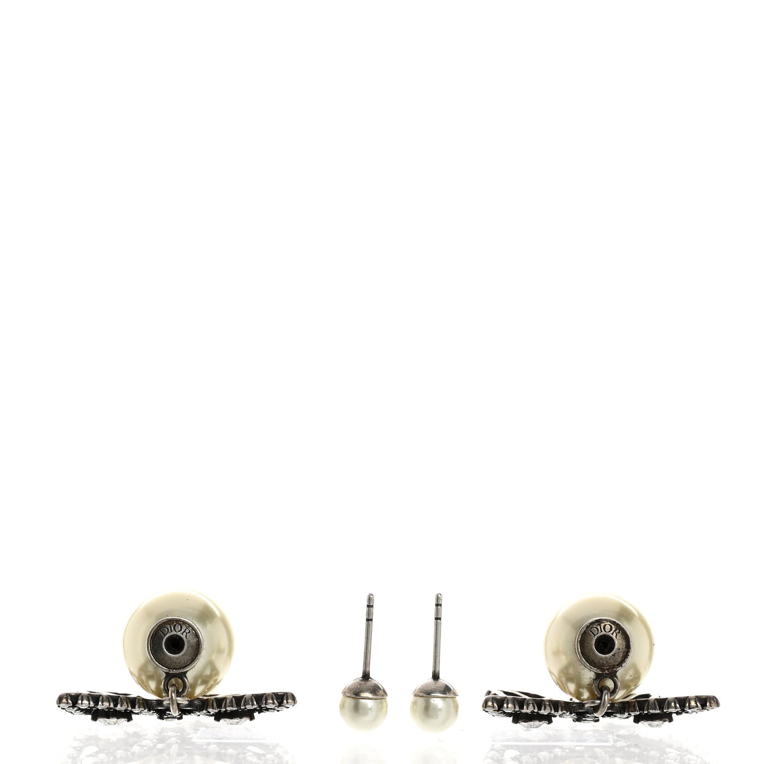 Christian Dior Crystal Pearl Butterfly Drop Earrings White 4 of 5