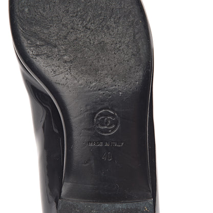 Chanel Patent CC Mocassin Loafers 40 Black 7 of 12
