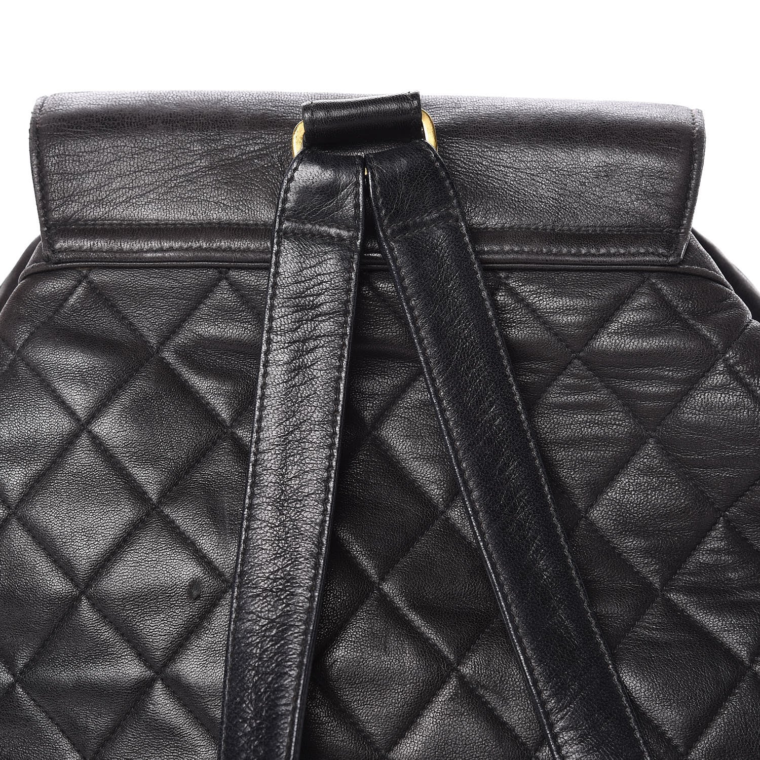 Chanel Lambskin Quilted Drawstring Backpack Black 11 of 15