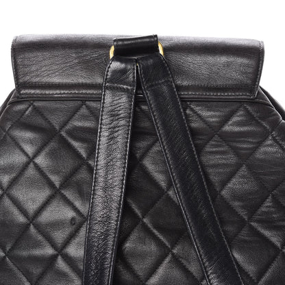 Chanel Lambskin Quilted Drawstring Backpack Black 11 of 15
