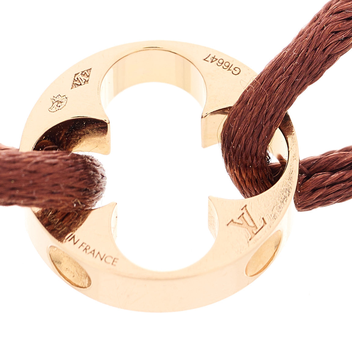 Louis Vuitton 18K Pink Gold Empreinte Adjustable Cord Bracelet Brown 3 of 4