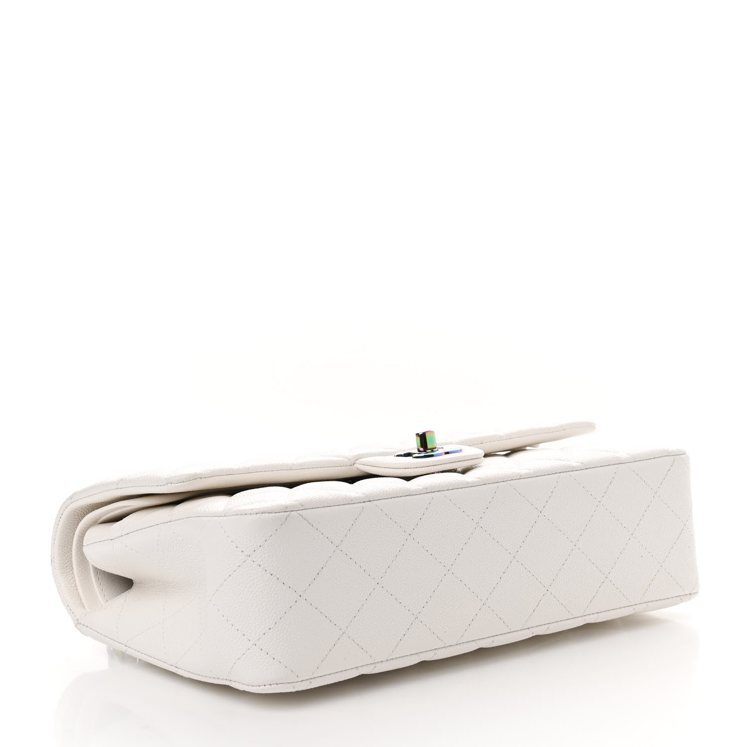 Chanel Caviar Quilted Rainbow CC Medium Double Flap White 4 of 11