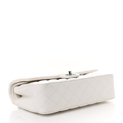 Chanel Caviar Quilted Rainbow CC Medium Double Flap White 4 of 11