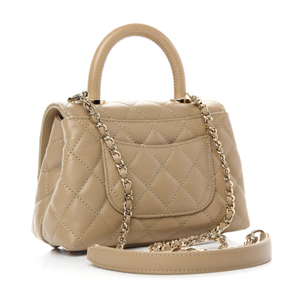 Chanel Caviar Lizard Embossed Quilted Extra Mini Coco Handle Flap Dark Beige 3 of 11