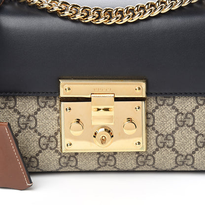 Gucci GG Supreme Monogram Calfskin Small Padlock Shoulder Bag Beige Black Cuir 10 of 10