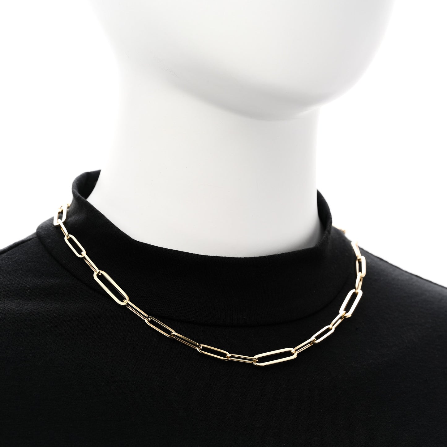 18K Yellow Gold Paper Clip Link Necklace