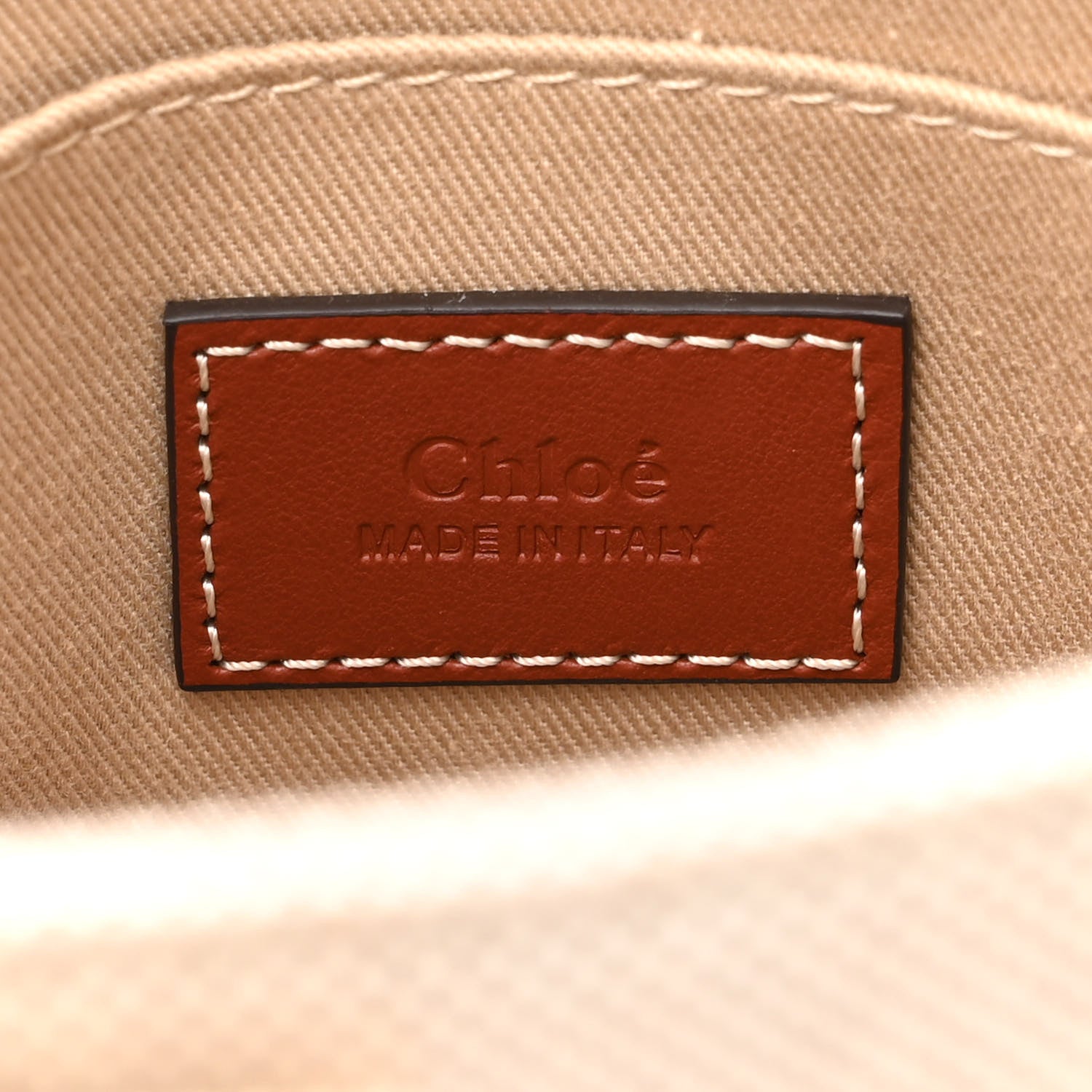 Chloe Cotton Calfskin Small Woody Ribbon Tote White Brown 6 of 10