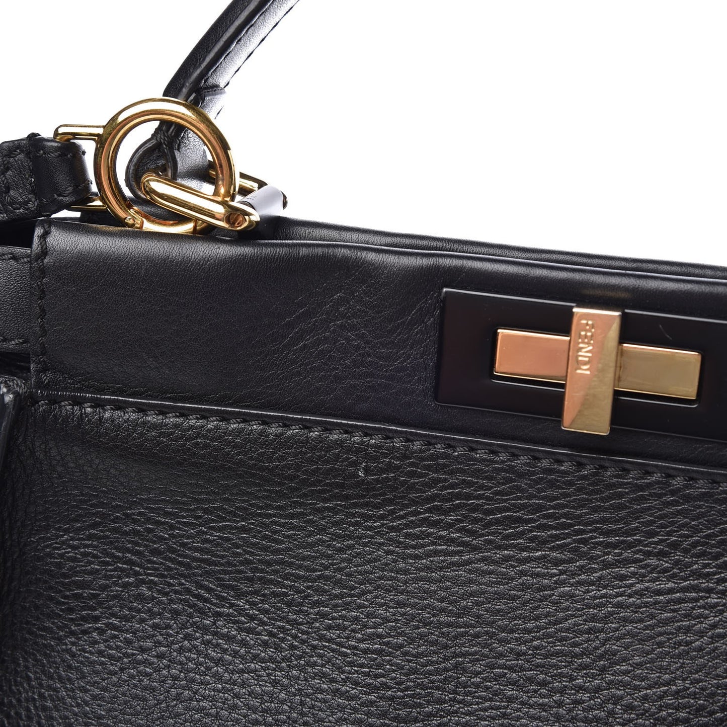 Vitello Seta Shiny Nappa Medium Peekaboo Iconic Satchel Black