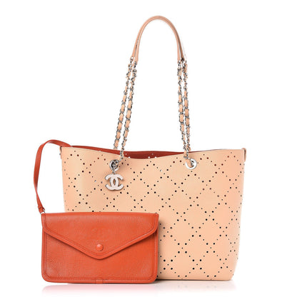 Chanel Perforated Grained Calfskin Small Shopping Tote Light Coral 3 of 13