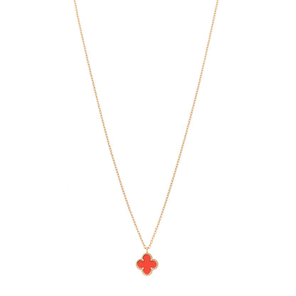 Van Cleef & Arpels 18K Rose Gold Carnelian Sweet Alhambra Pendant Necklace 1 of 7