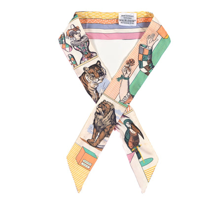 Hermes Silk Twilly Grand Theatre Nouveau White Vert Abricot 1 of 4