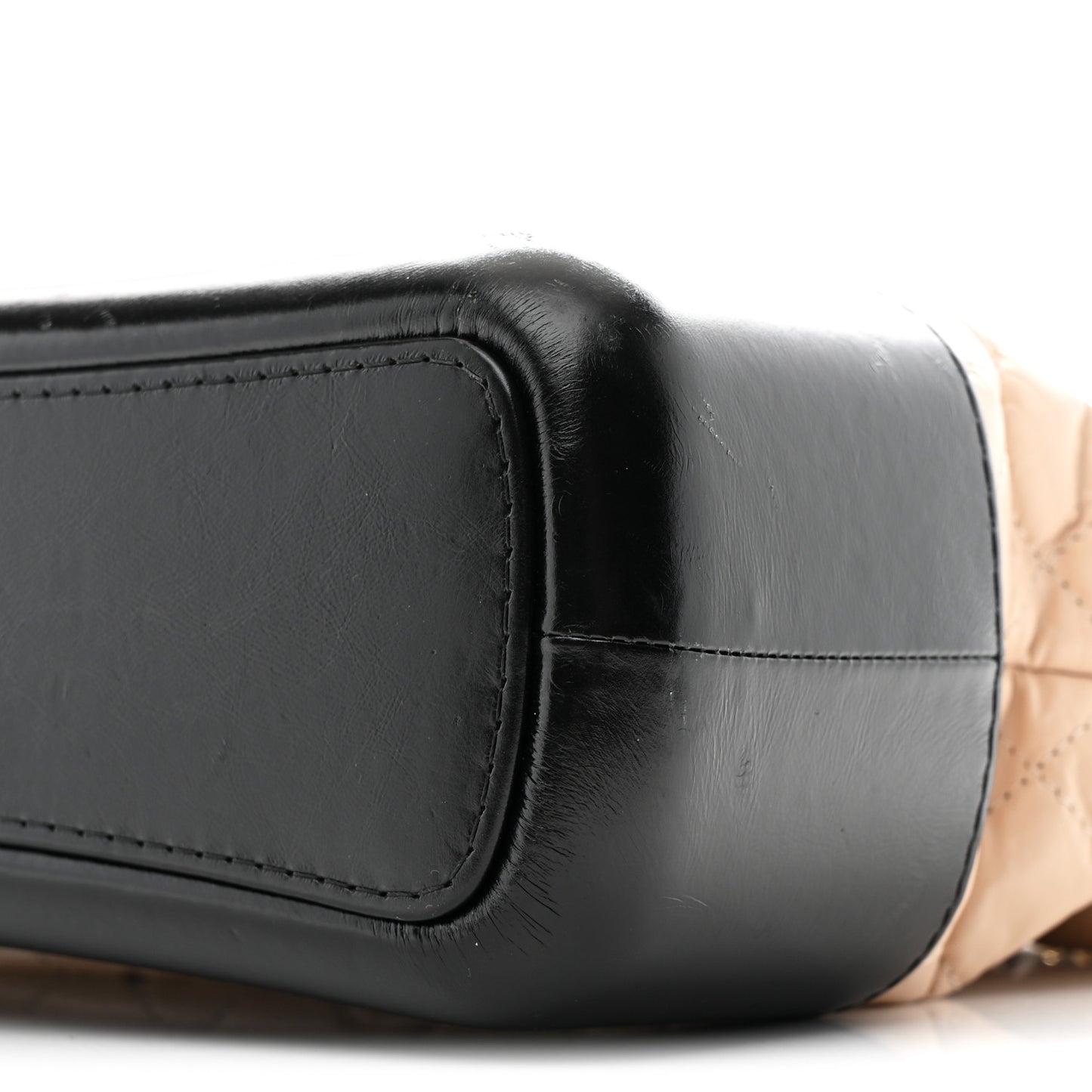Aged Calfskin Quilted Medium Gabrielle Hobo Beige Black