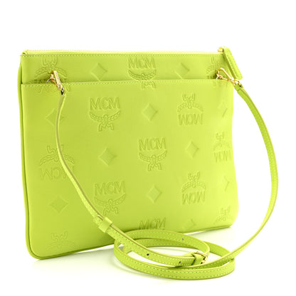 MCM Calfskin Maxi Monogram Crossbody Pouch Green 3 of 11