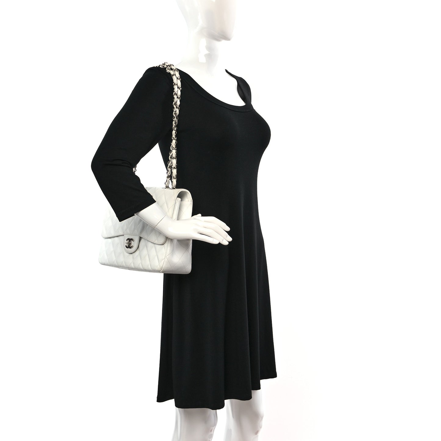 Caviar Quilted Jumbo Single Flap White