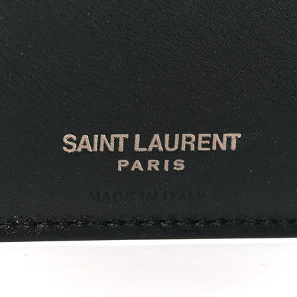 Saint Laurent Calfskin Crocodile Embossed Monogram Bifold Wallet Black 6 of 7