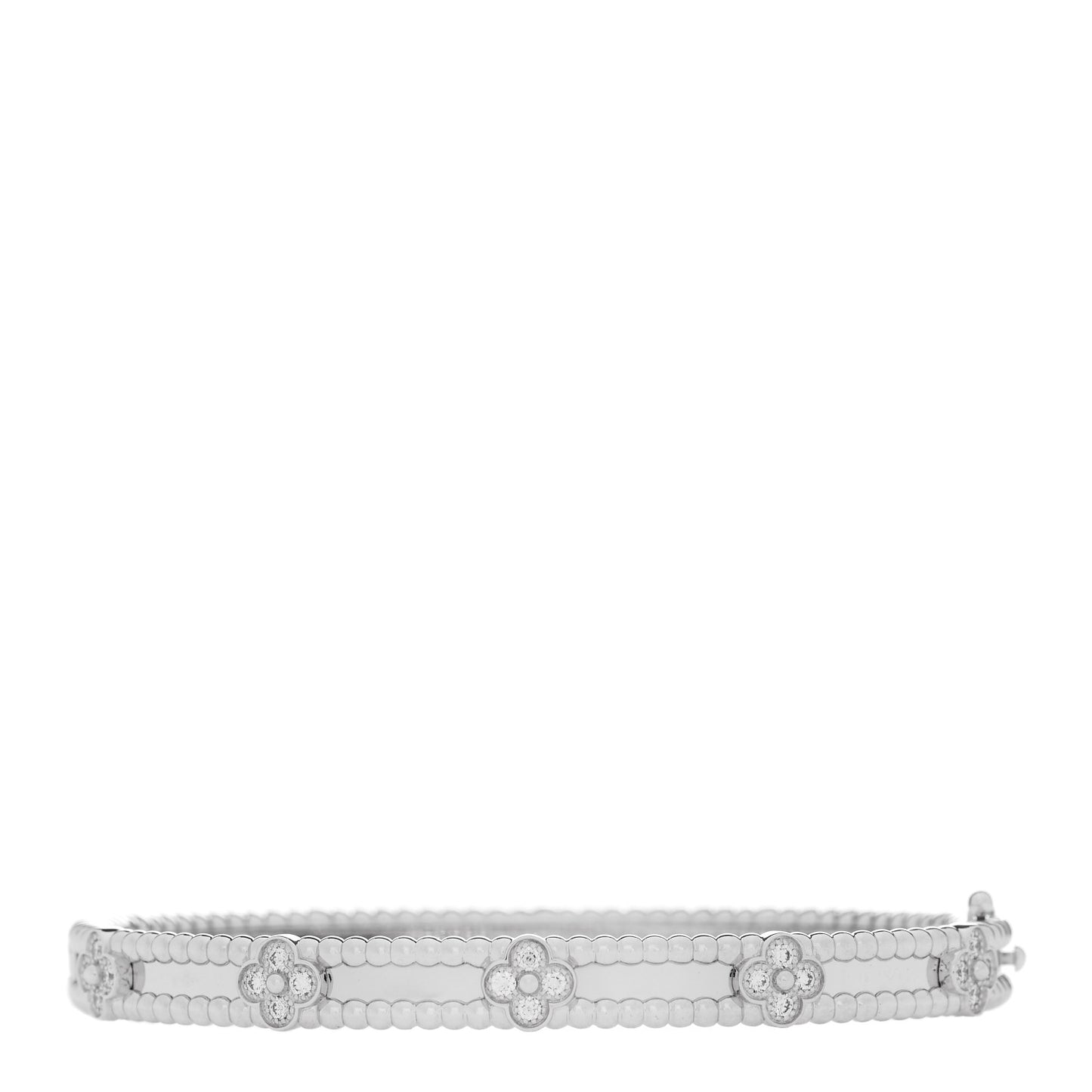 18K White Gold Diamond Perlee Sweet Clovers Bracelet M