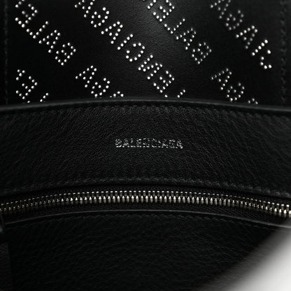 Balenciaga Metallic Calfskin Logo Perforated XXS Everyday Tote New Silver 6 of 14