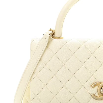 Chanel Caviar Quilted Small Coco Handle Flap White 10 of 11