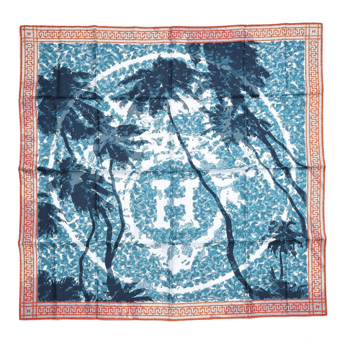 Silk A Beverly Hills Scarf 90 Orange Bleu Blanc