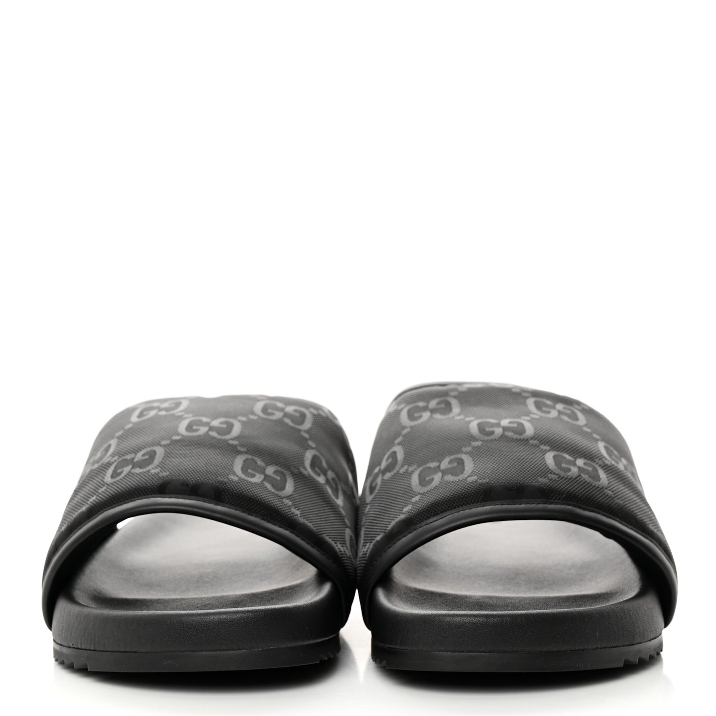Econyl Nylon Demetra GG Monogram Mens Off the Grid Slide Sandals 12 Black