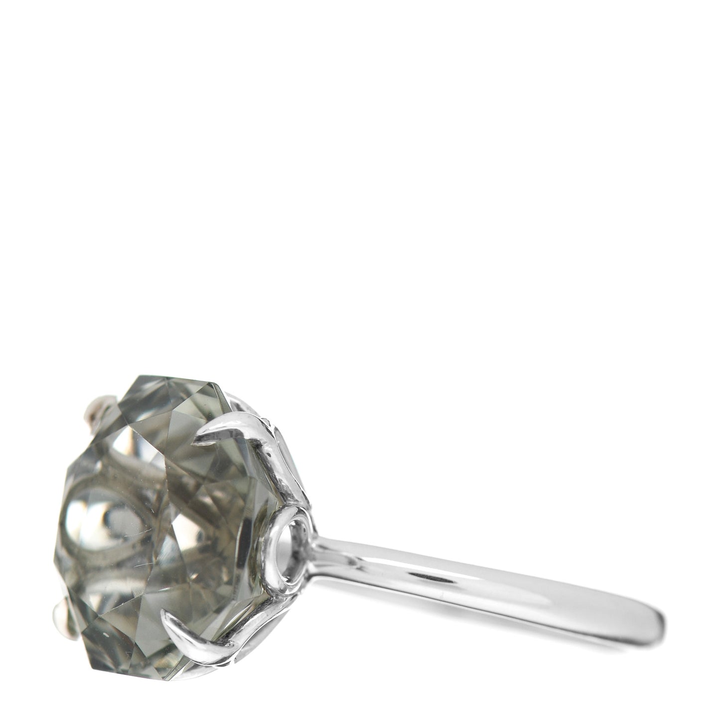 Sterling Silver Green Quartz Octagonal Sparklers Cocktail Ring 54 7