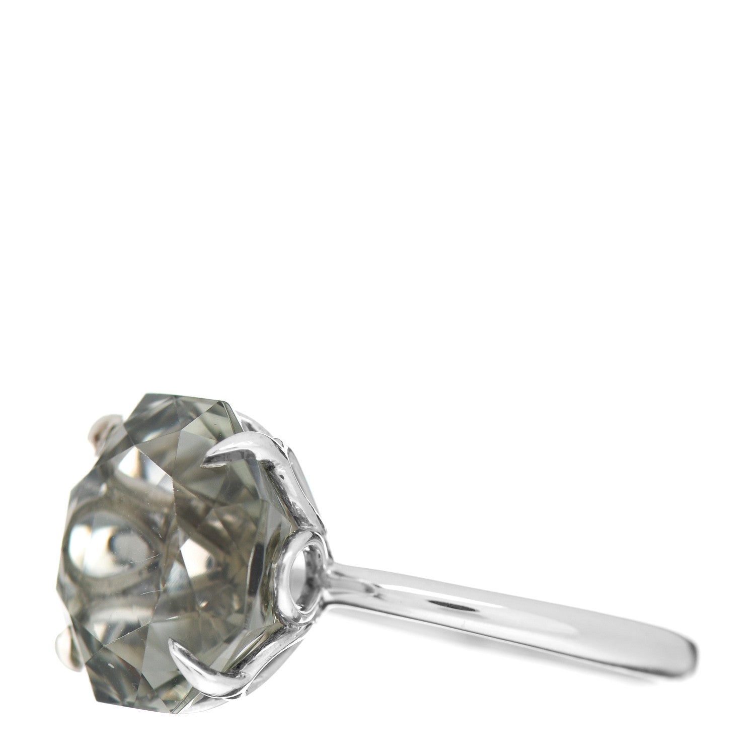 Tiffany Sterling Silver Green Quartz Octagonal Sparklers Cocktail Ring 54 7 3 of 5