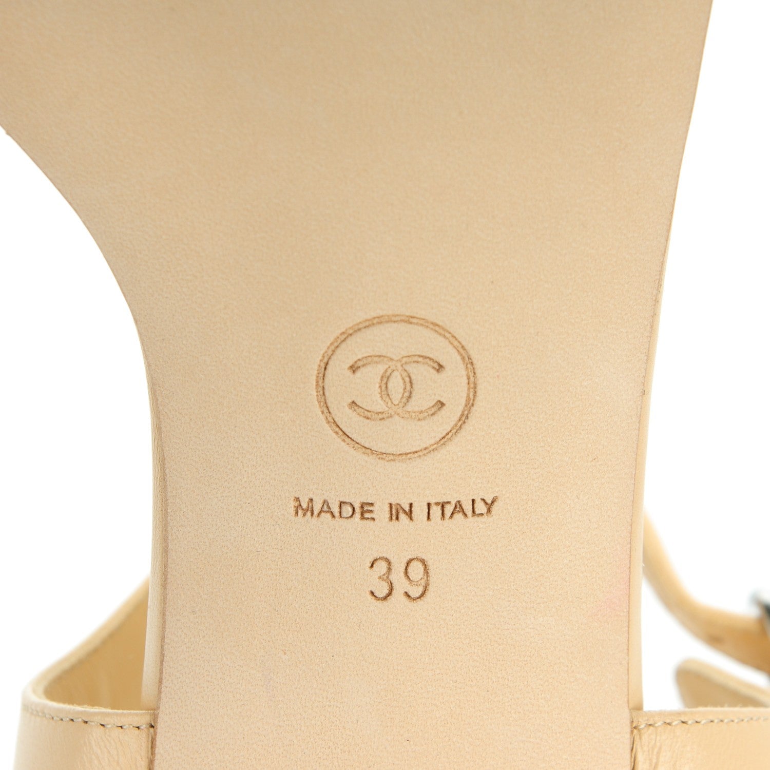 Chanel Lambskin Quilted Reissue Chain Pearl CC Sandals 39 Beige 6 of 9