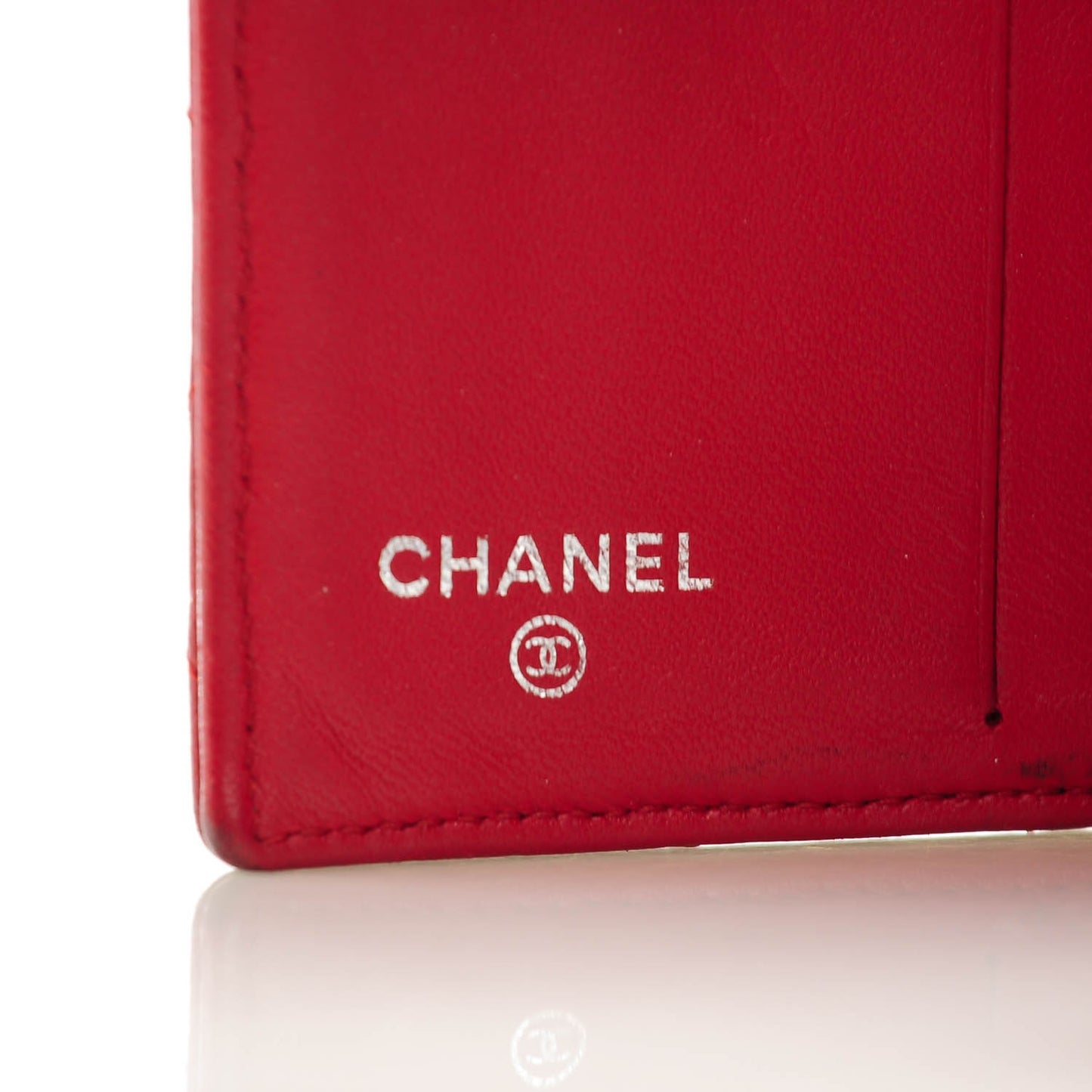 Lambskin Quilted French Flap Wallet Red
