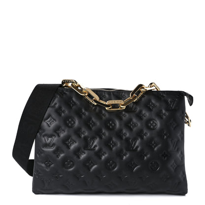 Louis Vuitton Lambskin Embossed Monogram Coussin MM Black 1 of 8