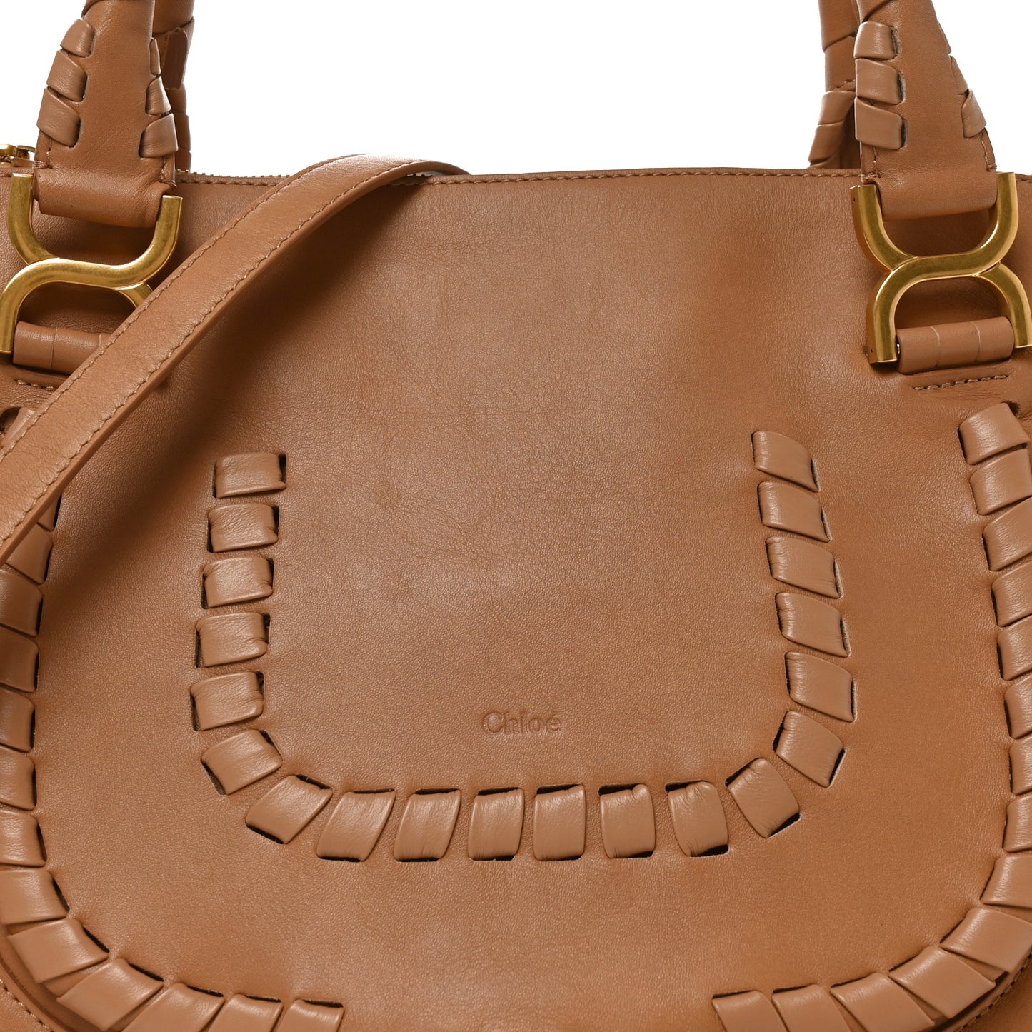 Calfskin Whipstitch Medium Marcie Satchel Tan