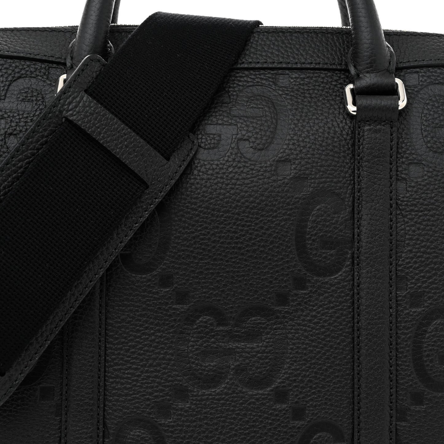 Piuma Calfskin Jumbo GG Embossed Briefcase Black