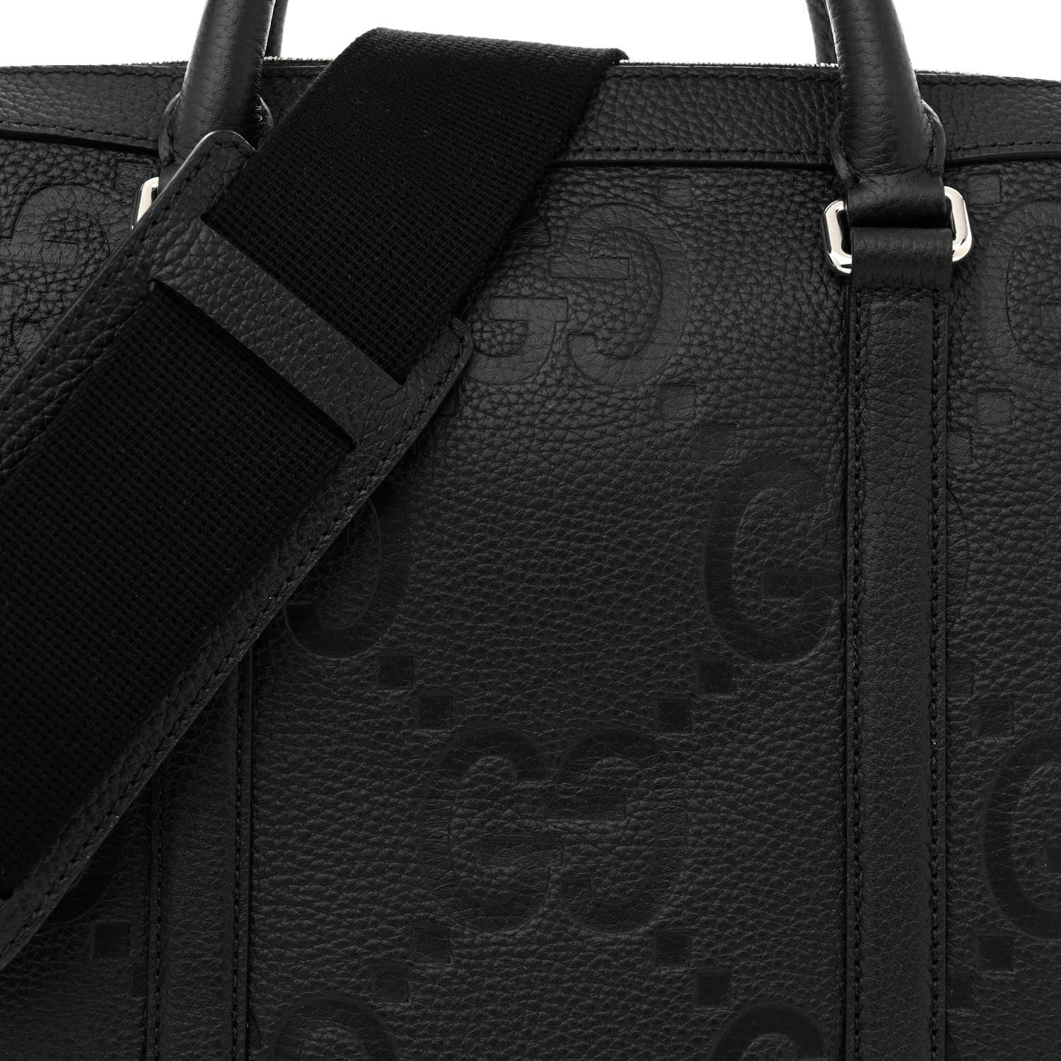 Gucci Piuma Calfskin Jumbo GG Embossed Briefcase Black 8 of 13