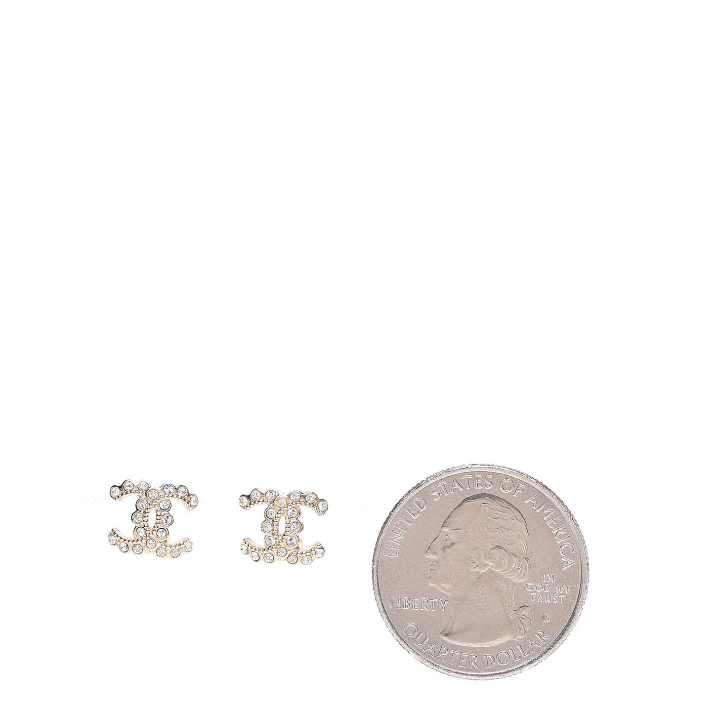 Crystal Mini CC Earrings Light Gold