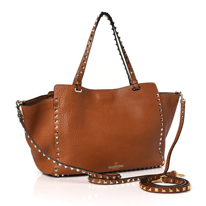 Valentino Garavani Pebbled Calfskin Medium Rockstud Tote Light Cuir 3 of 9