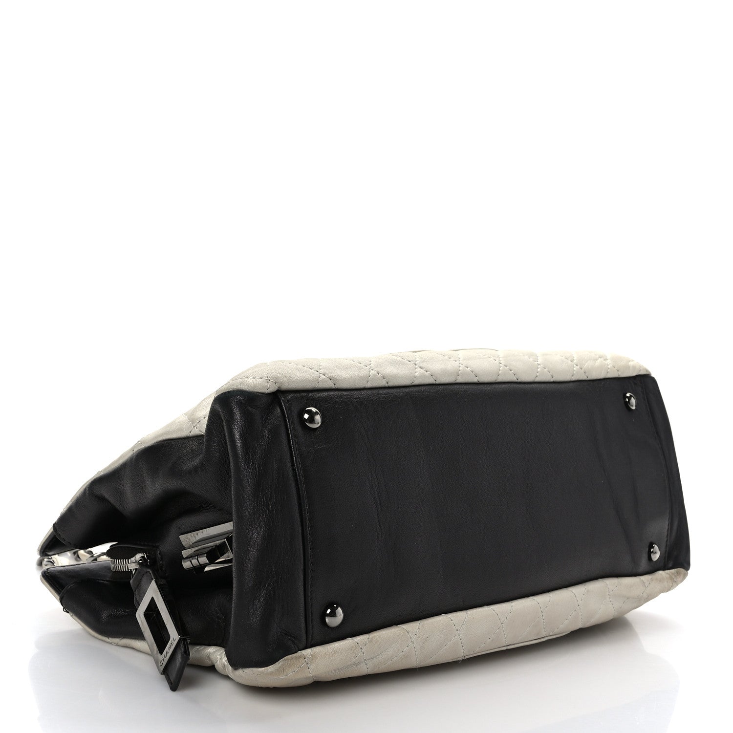 Chanel Metallic Lambskin Quilted Timeless CC Tote White Black 4 of 14