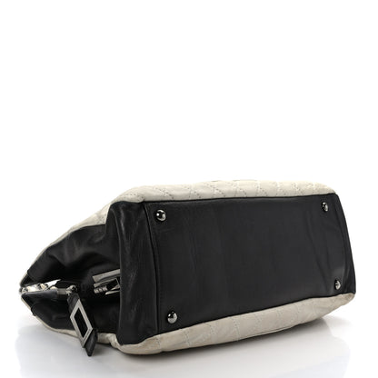 Chanel Metallic Lambskin Quilted Timeless CC Tote White Black 4 of 14