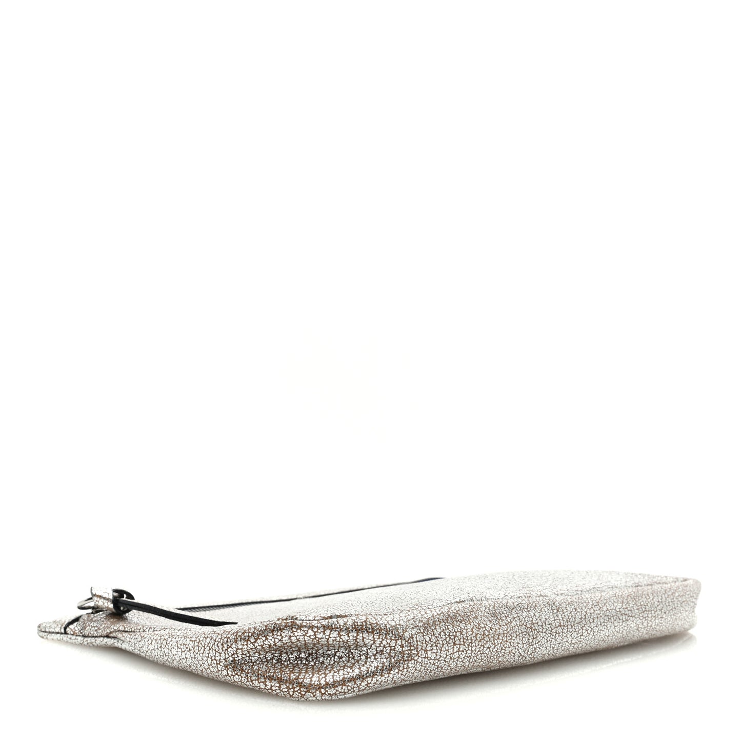 Metallic Grainy Goatskin Zena Clutch Platinum