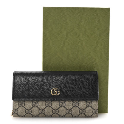 Gucci Dollar Calfskin GG Supreme Monogram Petite GG Marmont Wallet Chain Bag Black Beige Ebony 11 of 11