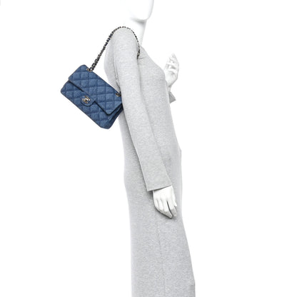 Chanel Printed Denim Quilted Small Double Flap Blue 2 of 11