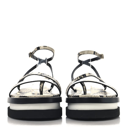 Jimmy Choo Snake Embossed Pine Platform Sandals 38 Roccia 3 of 9