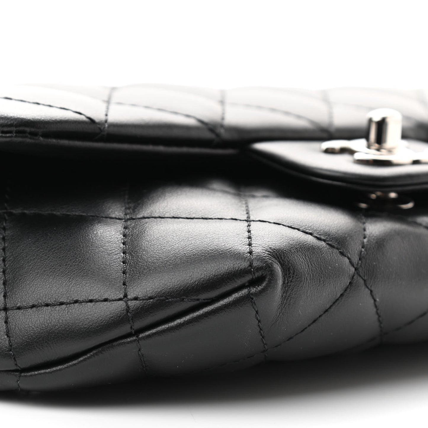 Calfskin Quilted CC Uniform Flap Belt Bag Black