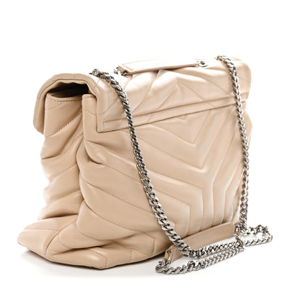 Saint Laurent Calfskin Y Quilted Monogram Medium Loulou Chain Satchel Nude Powder 3 of 15