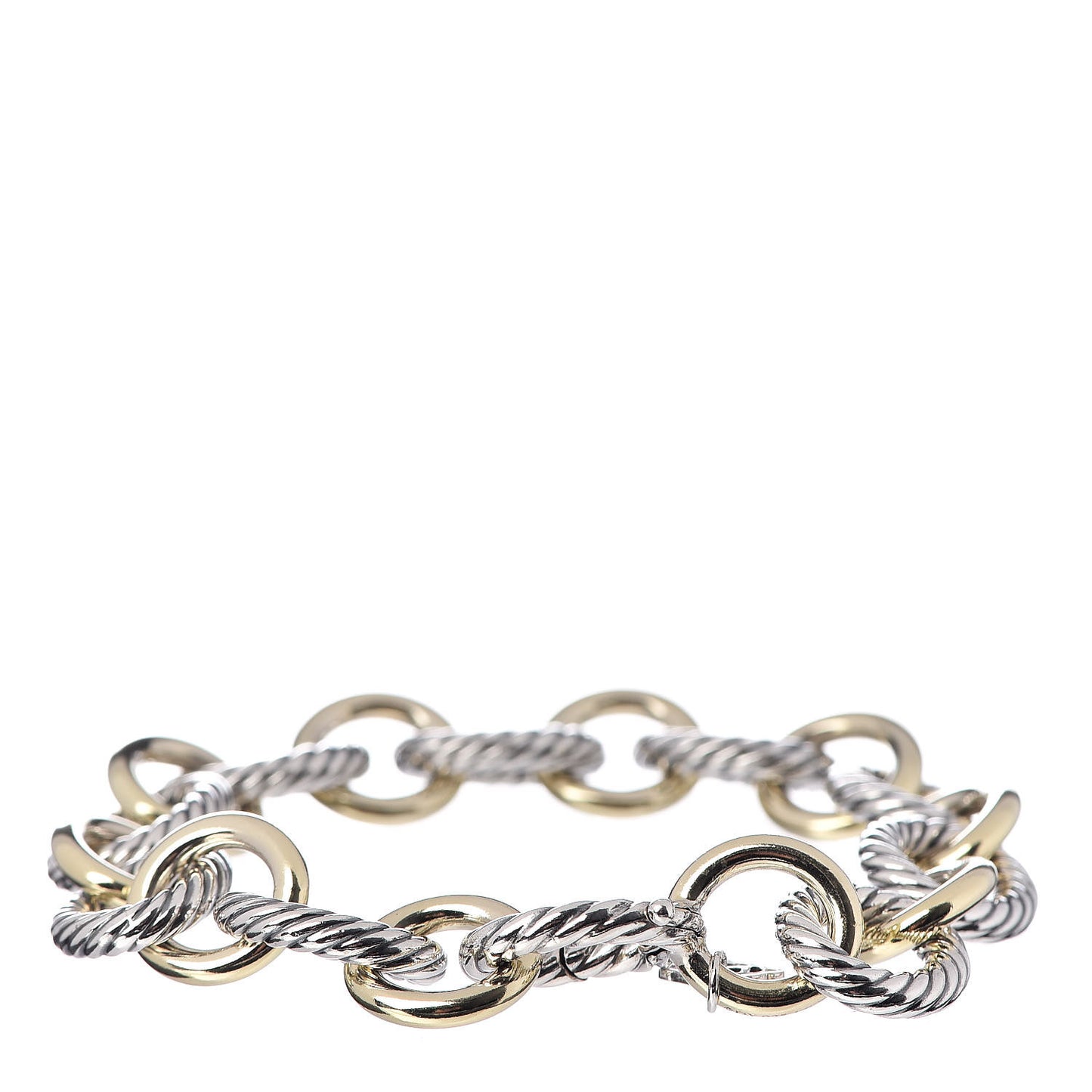 Sterling Silver 18K Yellow Gold 12mm Large Oval Link Bracelet