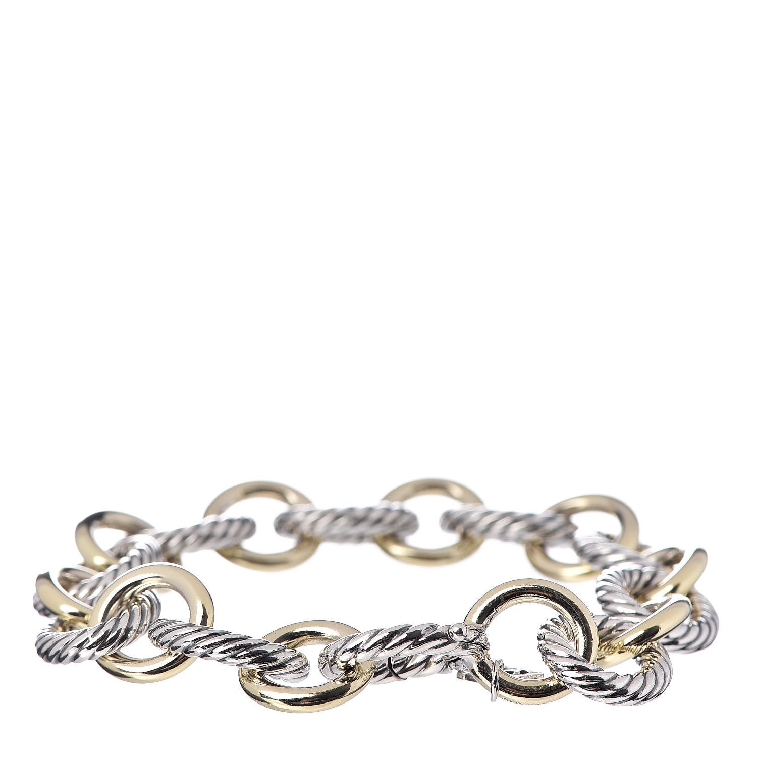 David Yurman Sterling Silver 18K Yellow Gold 12mm Large Oval Link Bracelet 1 of 4