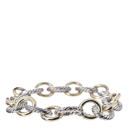 David Yurman Sterling Silver 18K Yellow Gold 12mm Large Oval Link Bracelet 1 of 4